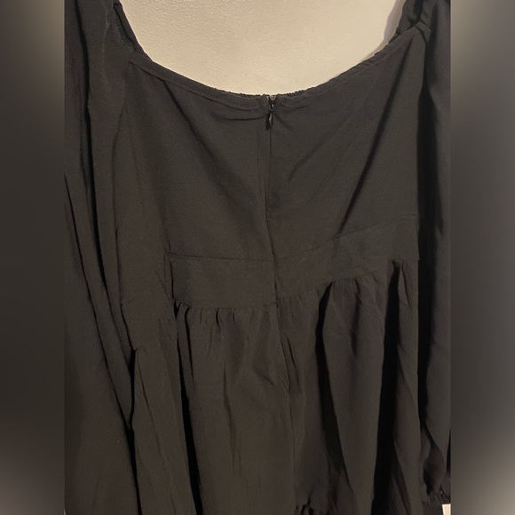 Women's Square Neck Long Sleeve Ruffle Mini Aline Dress, L - Picture 2 of 3